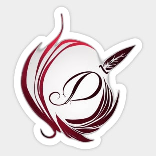 Elegant Feather Quill and Ink Swirl Design No. 444 Sticker